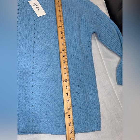 Style & Co Women's Chenille V-Neck Knit Pullon Sweater Bright Skies Size M NWT - Picture 4 of 8